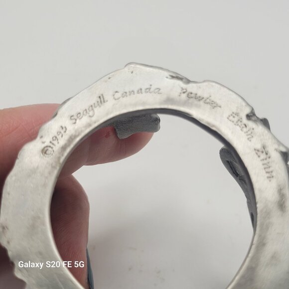 1993 Seagull Canada Pewter Etain Zinn Cats Votive Candle Holder Pewter Base Only - Picture 9 of 11